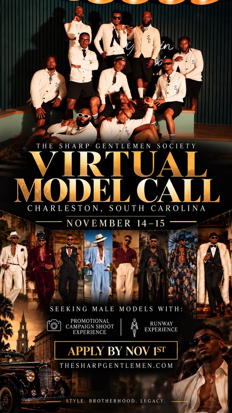 Virtual Model Call poster. Charleston, South Carolina, November 14–15. Apply by November 1.